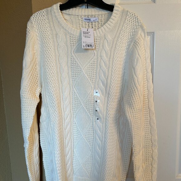 Sonoma Men's Crew Neck Sweater - Cream Color - Size M - NWT - Picture 1 of 8